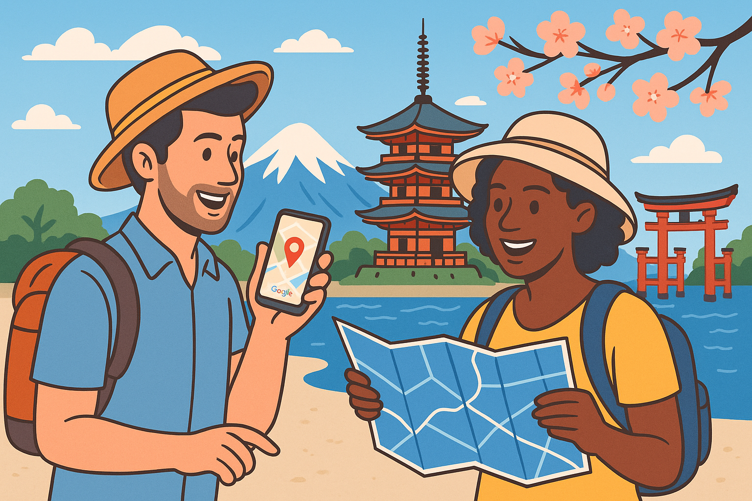 日本を探索する旅行者たち 日本を探索する旅行者たち